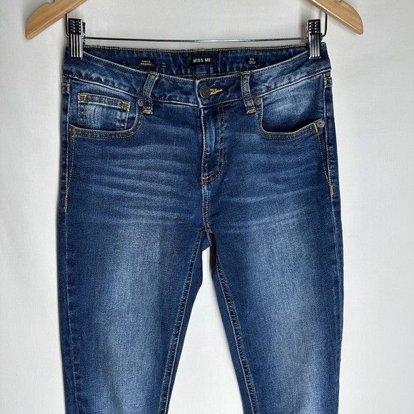 MISS ME WANDER LUST ANKLE SKINNY JEANs Size 26 Blue Ankle Embroidered - Picture 5 of 12